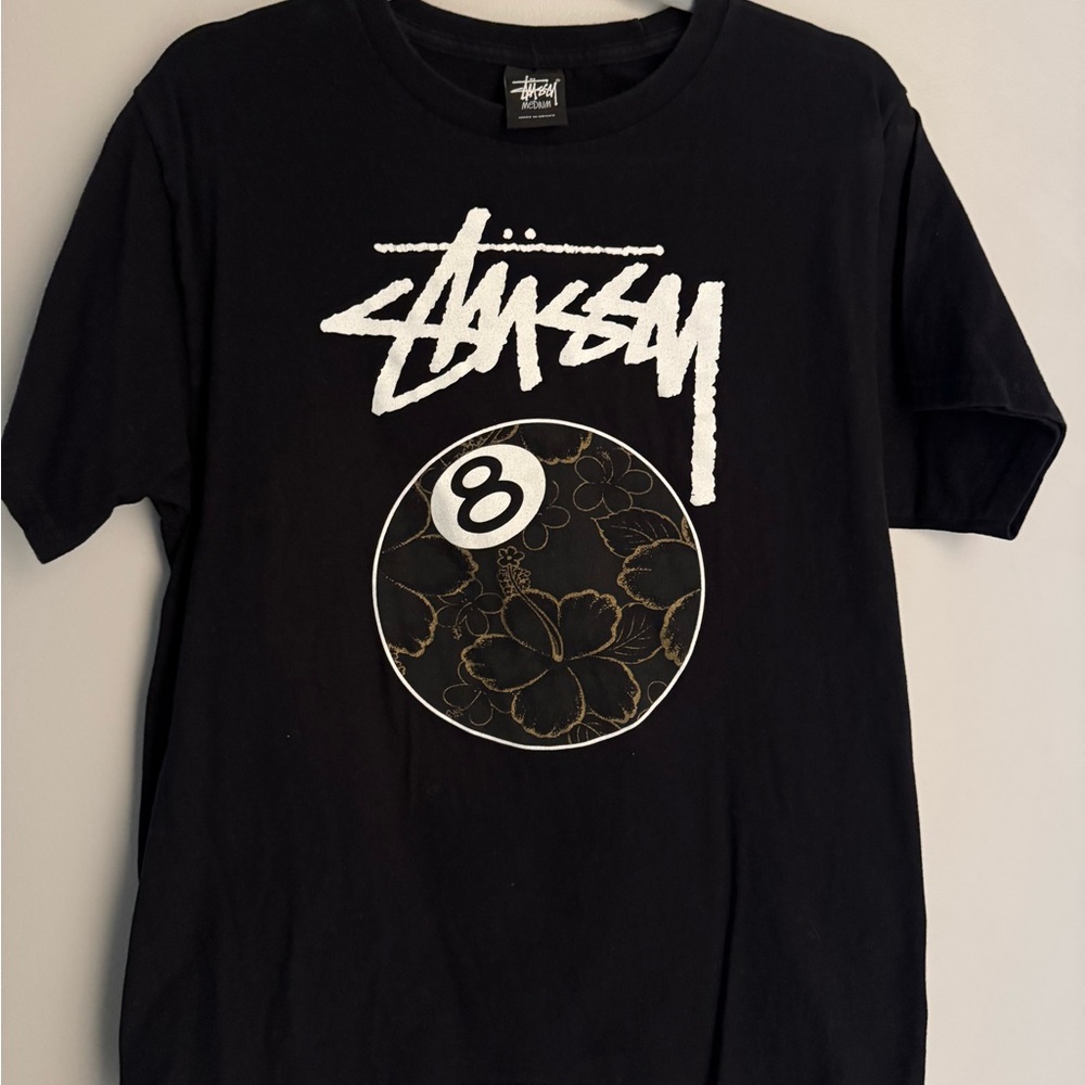Stussy Black Tee with White Logo